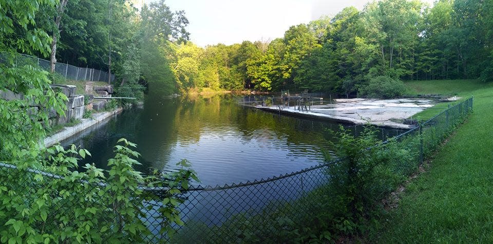 Included in Heritage Farms' 85 acres up for sale is a former sandstone quarry that's used as a swimming area.
