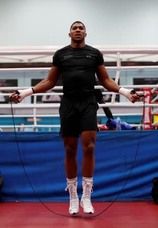 Boxing - Anthony Joshua Media Work Out - Sheffield, Britain - October 17, 2017 Anthony Joshua during the work out Action Images via Reuters/Matthew Childs