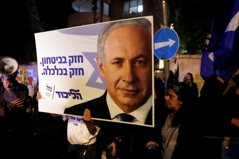 Foto del jueves de una manifestación a favor del primer ministro de Israel, Benjamin Netanyahu, en Jerusalén