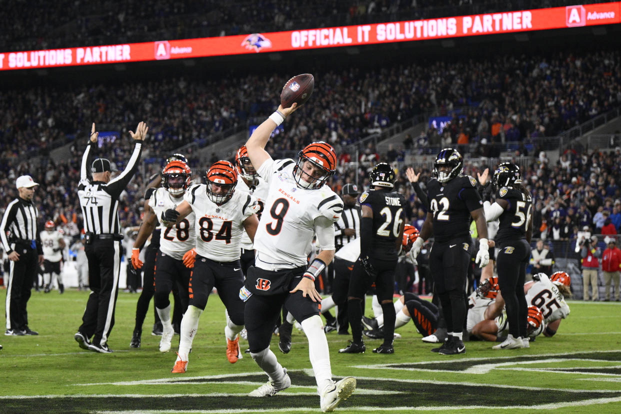 Quarterback Joe Burrow and the Cincinnati Bengals are projected to be one of the NFL's top teams this season. (AP Photo/Nick Wass)