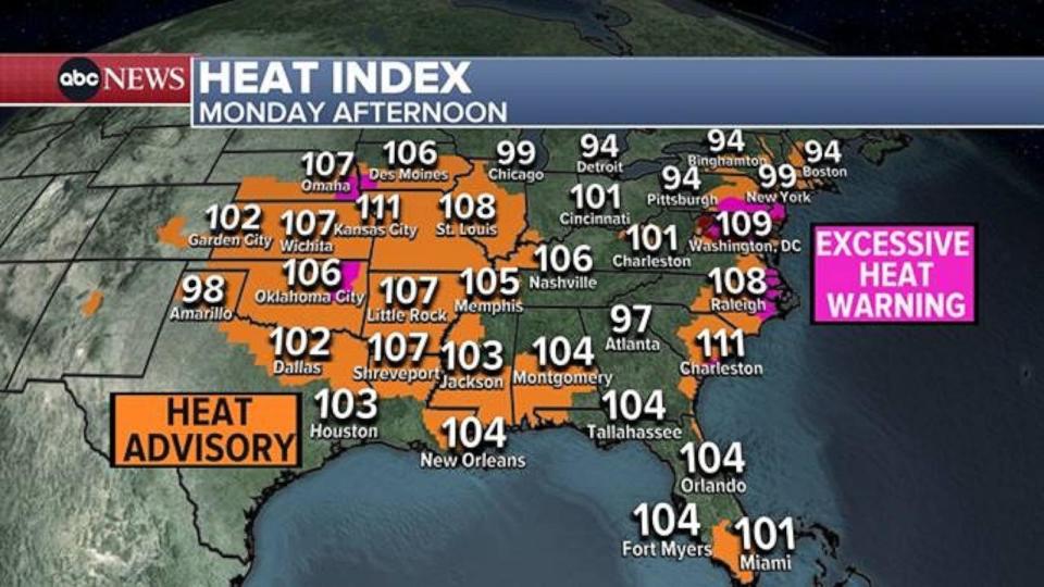 PHOTO: The heat index will cross 100 across much of the eastern half of the country. (ABC News)
