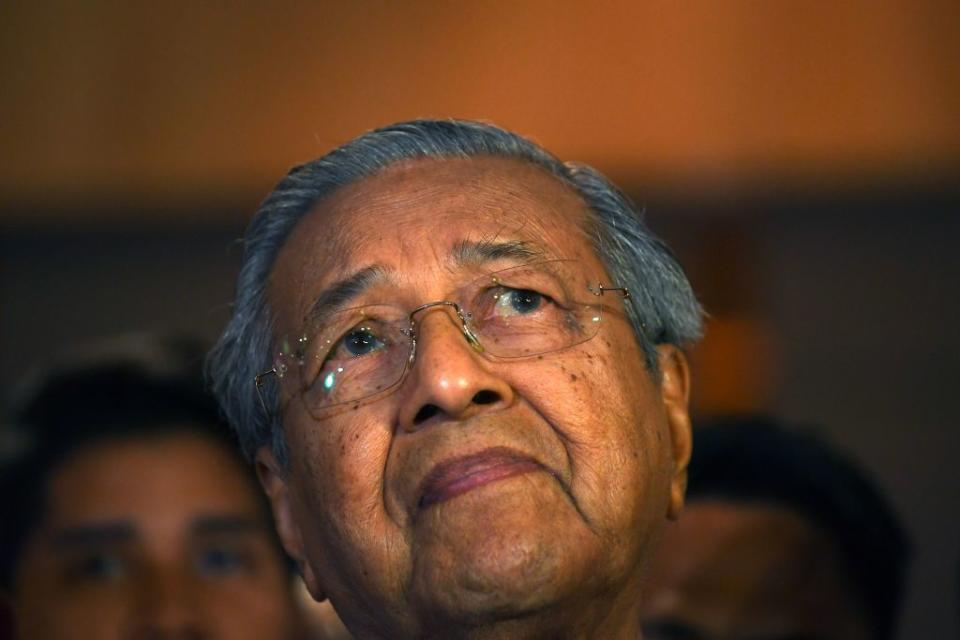 Mahathir Mohamad speaks to the media following the 14th general elections, in which as leader of the opposition coalition he won a second term as prime minister, in Kuala Lumpur on May 9, 2018.<span class="copyright">Manan Vatsyayana—AFP/Getty Images</span>