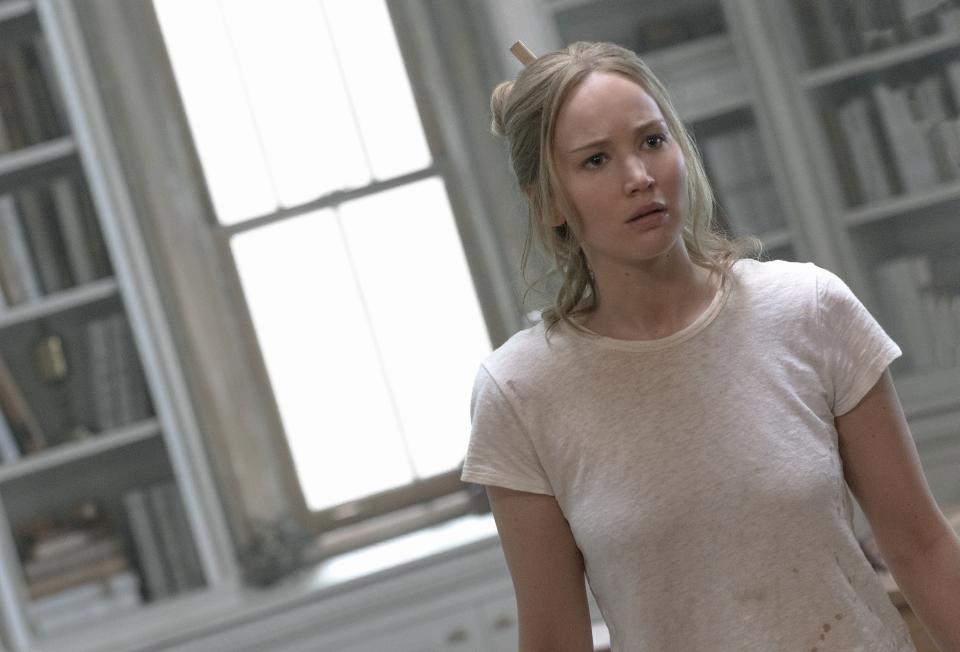 Jennifer Lawrence in mother!, from Paramount Pictures and Protozoa Pictures.