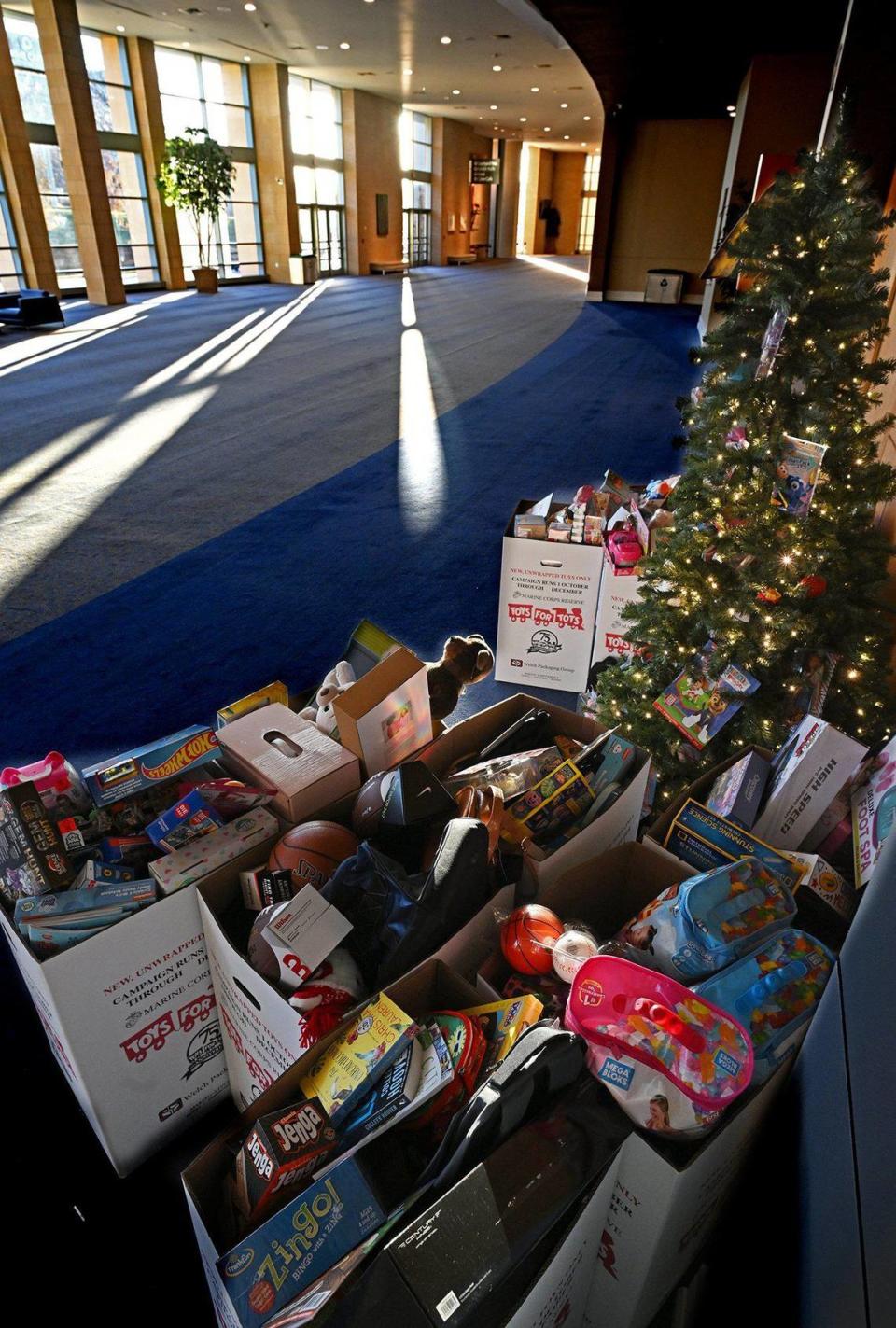 These are the toys that have been collected in the first part of Overland Park’s Toys for Tots drive.