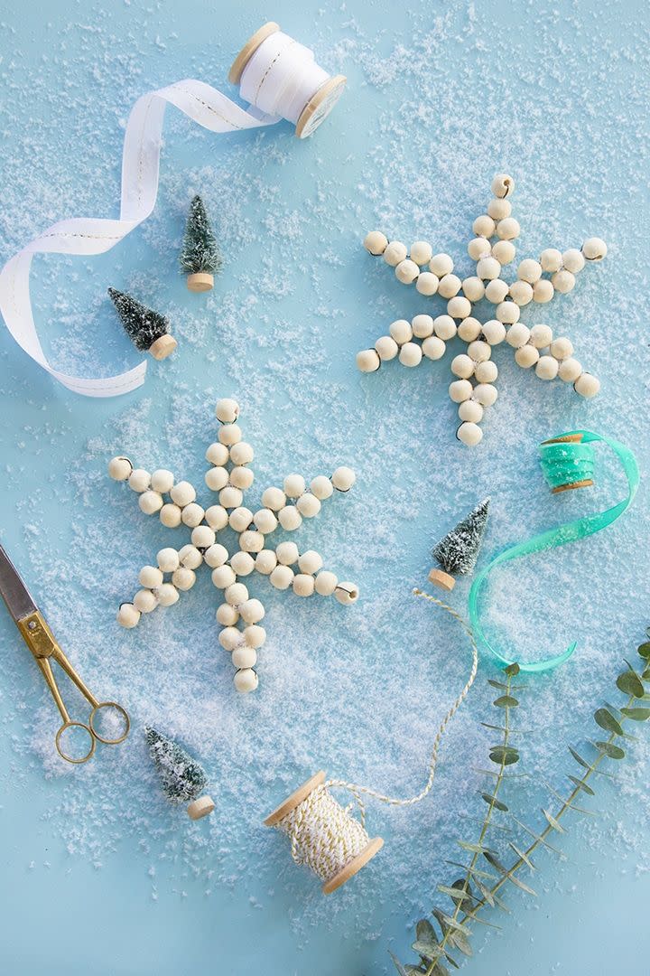 Wood Bead Snowflake Ornament