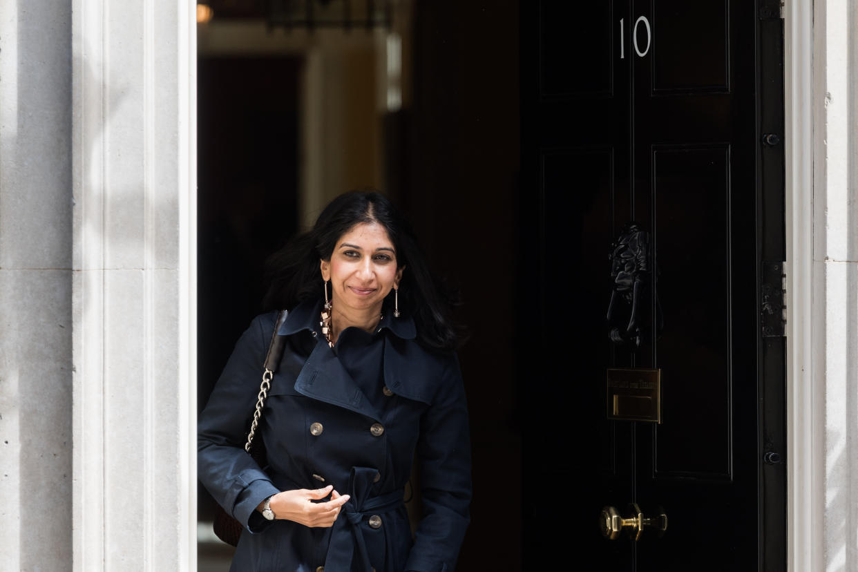Attorney General Suella Braverman leaves Downing Street after attending the weekly Cabinet meeting in London.