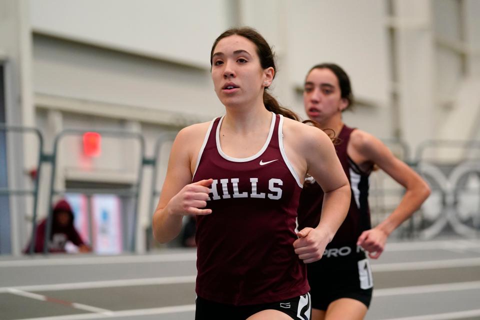 Kara Langbaum of Wayne Hills competes in the 1600-meter race during the Passaic County track championships at the Ocean Breeze Athletic Complex in Staten Island on Monday, Jan. 23, 2023.