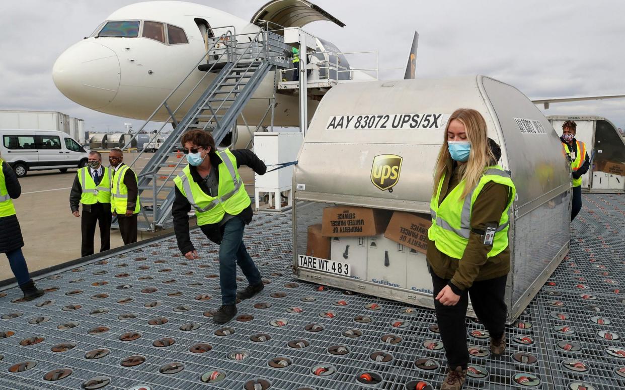 UPS employees ship the first batches of Pfizer's Covid-19 vaccine in Louisville, Kentucky - USA TODAY Network /Sipa USA 