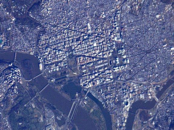 Snapped from the International Space Station on Sunday (Jan. 20), this photo shows the National Mall from orbit.