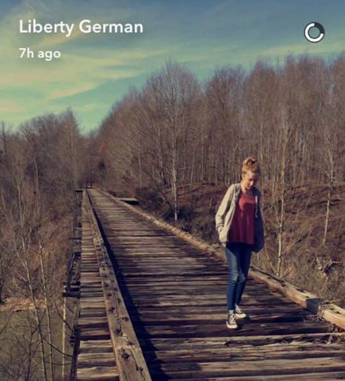 Libby German posted a Snapchat as the girls walked along the trail (Snapchat)