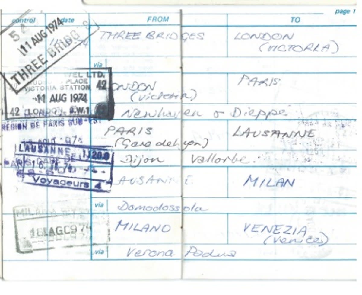 Open ticket: in the early years, Interrail participants wrote their own itineraries (Penny Ritchie Calder)