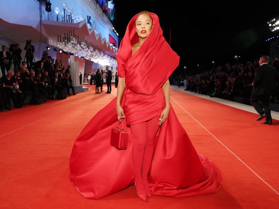 Tessa Thompson on the red carpet at the 2022 Venice Film Festival (Getty Images)