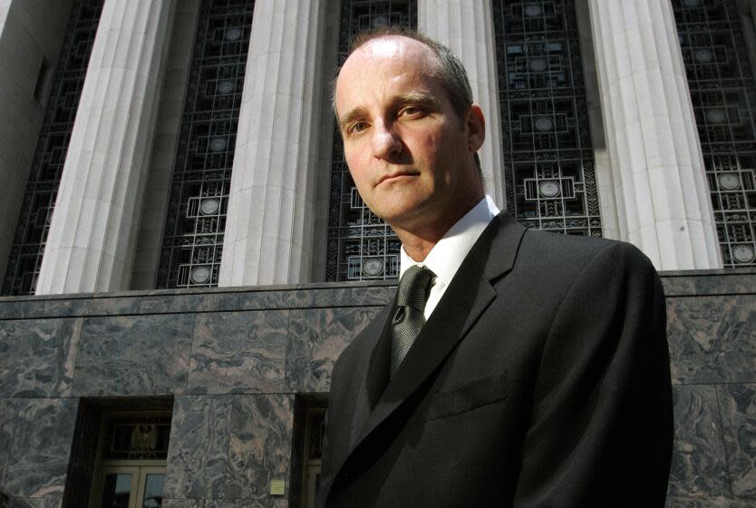 LOS ANGELES, CA-JULY 25, 2008: Charles Lynch stands outside the U.S. Courthouse in Downtown Los Angeles, on July 25, 2008. Lynch is the owner of a medical marijuana dispensary in Morro Bay, Ca. Though the business is legal under state law, Lynch was arrested in July of last year for violating federal drug laws. This was the opening day of his trial. (Mel Melcon/Los Angeles Times)