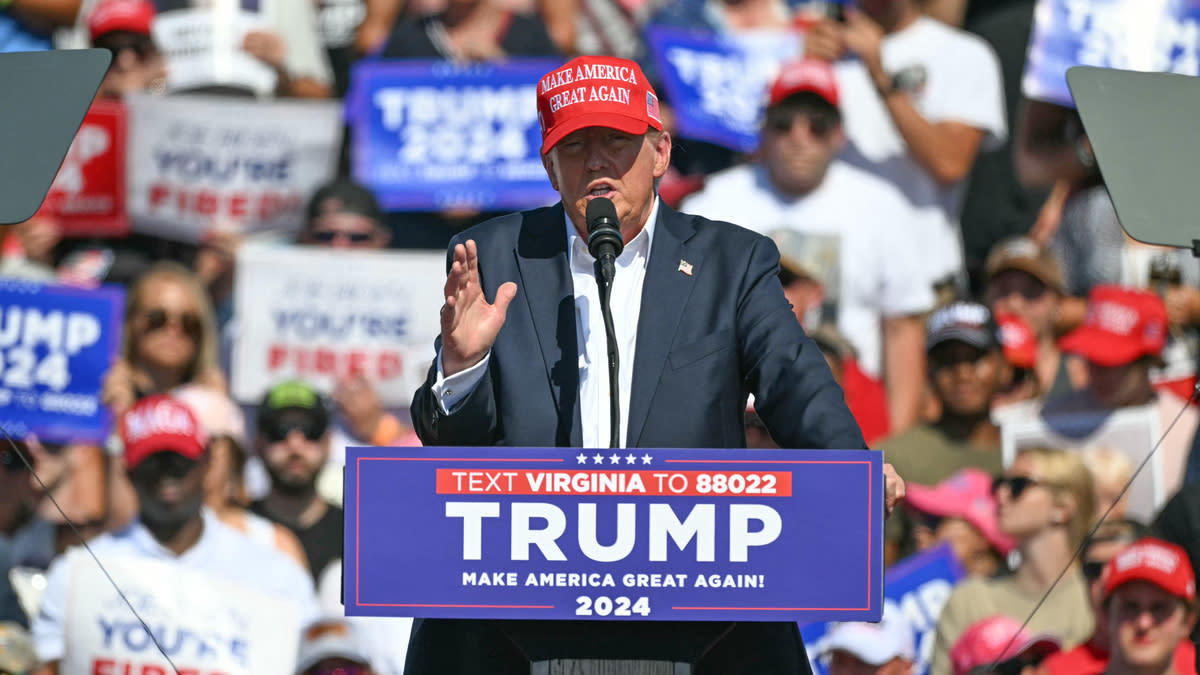 L'ancien président et candidat à l'élection présidentielle américaine 2024 Donald Trump prononce un discours de campagne, à Chesapeake (Virginie), le 28 juin 2024. | Jim Watson / AFP