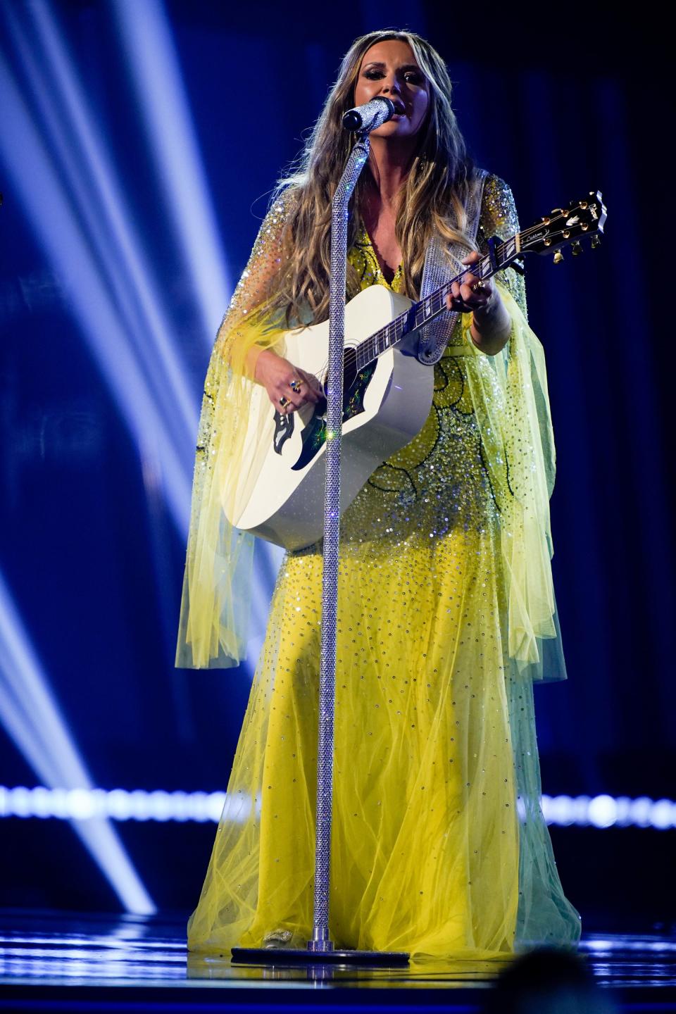 Carly Pearce performs during the 56th CMA Awards at Bridgestone Arena Wednesday, Nov. 9, 2022, in Nashville, Tenn. 
