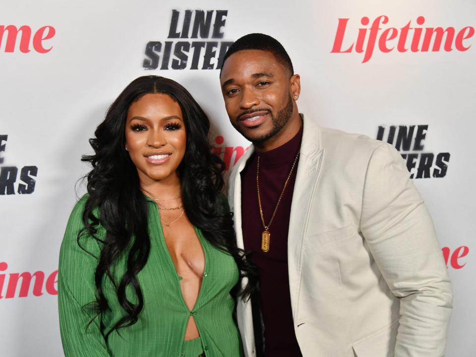 Drew Sidora and Ralph Pittman attend the Atlanta screening of Lifetime's "Line Sisters" at IPIC Theaters at Colony Square on February 10, 2022 in Atlanta, Georgia.