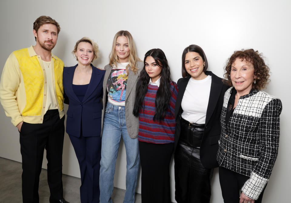 Ryan Gosling, Kate McKinnon, Margot Robbie, Ariana Greenblatt, America Ferrera and Rhea Perlman seen at Warner Bros.' 