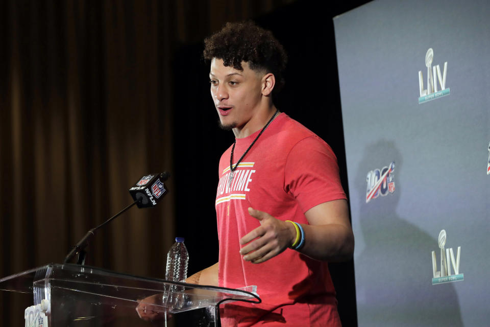 Kansas City Chiefs quarterback Patrick Mahomes (15) will be Texas Tech's commencement speaker. (AP Photo/Brynn Anderson)