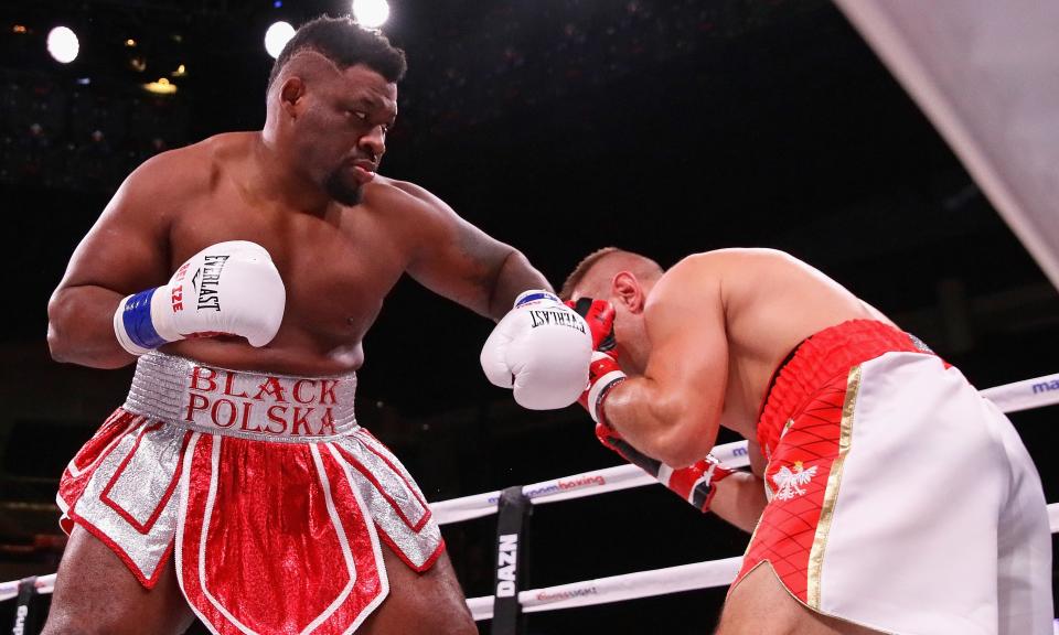 Jarrell Miller lands a punch against Tomasz Adamek as part of Eddie Hearn’s first steps into the American market.