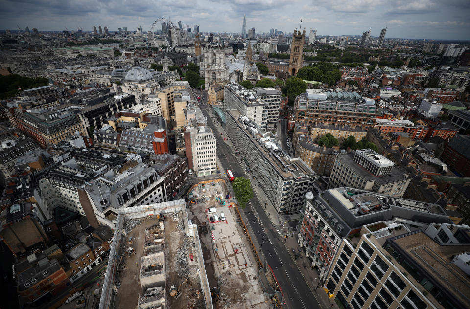 The city of London is seen from the Broadway development site in central London, Britain, August 23, 2017. Picture taken August 23, 2017. REUTERS/Hannah McKay