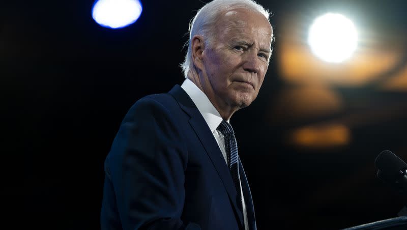 President Joe Biden speaks at a welcome reception for Asia-Pacific Economic Cooperative leaders at the Exploratorium, in San Francisco on Wednesday, Nov, 15, 2023.