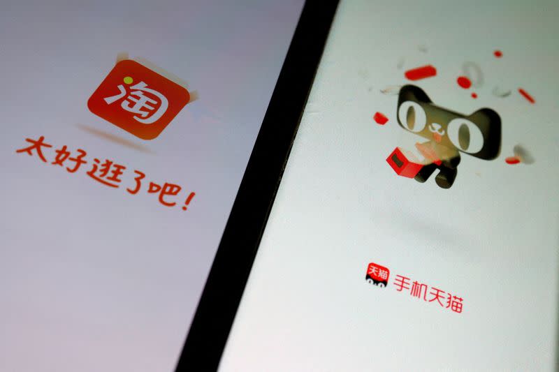 FILE PHOTO: Illustration picture of Alibaba's e-commerce apps Taobao and Tmall
