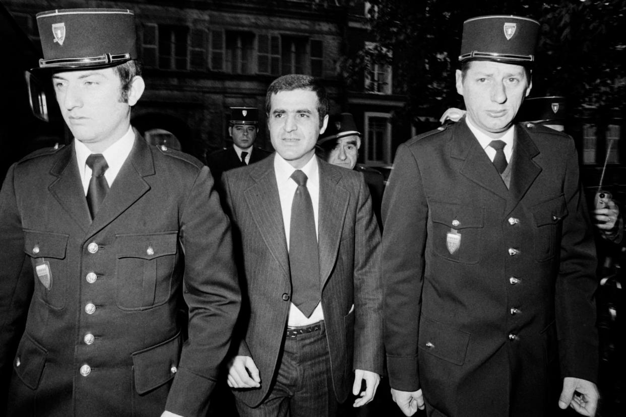 <span>‘We were enamoured of a myth’ … Goldman arrives at court flanked by gendarmes in 1976.</span><span>Photograph: AFP</span>