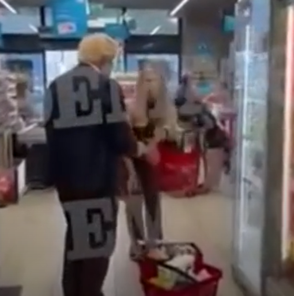 Mr Johnson was filmed by a shopper in Greece (Independent TV)