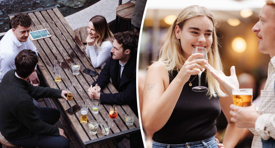 young people enjoying drinks 