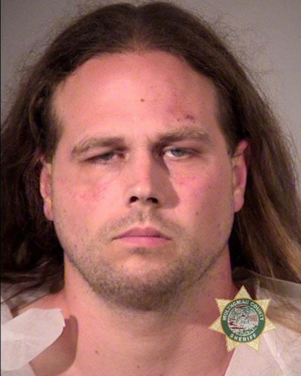<p>Booking photo of train stabbing suspect, Jeremy Joseph Christian, 35, of North Portland, Ore., pictured in this undated handout photo, May 27, 2017. (Portland Police Bureau/Handout via Reuters) </p>