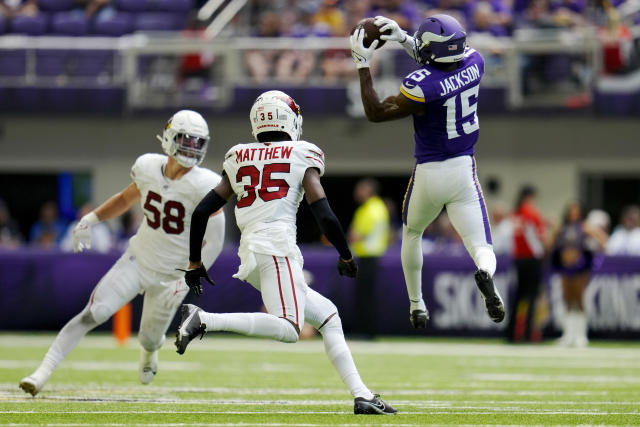 Arizona Cardinals cornerback Christian Matthew (35) kneels on the field  before a preseason NFL football game