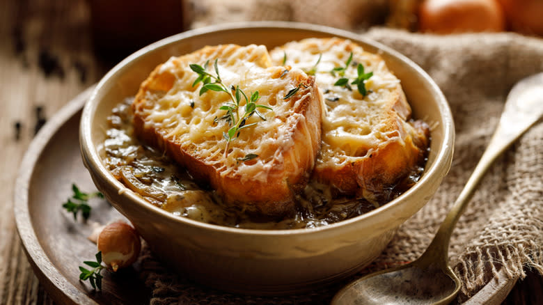 french onion soup in bowl