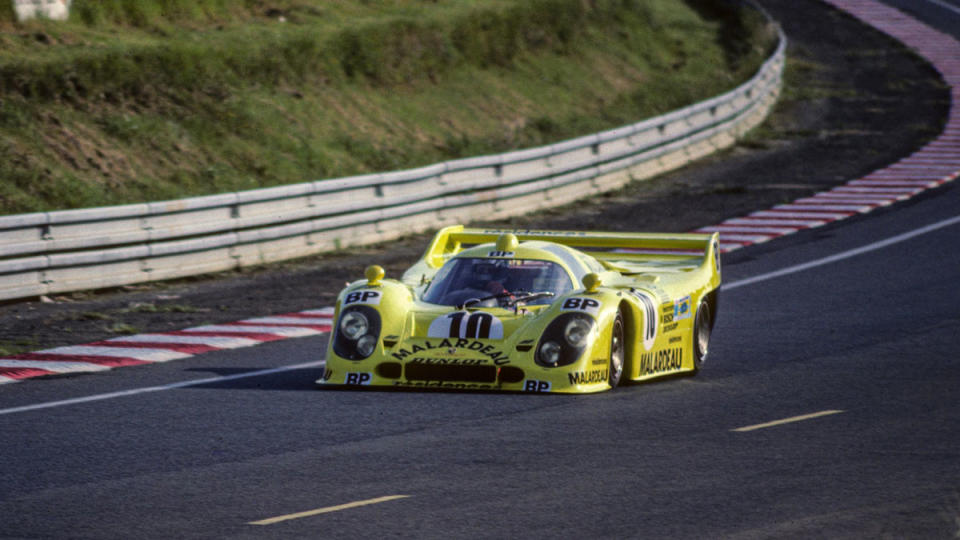 A Porsche 917 competing in the 1981 edition of the 24 Hours of Le Mans.