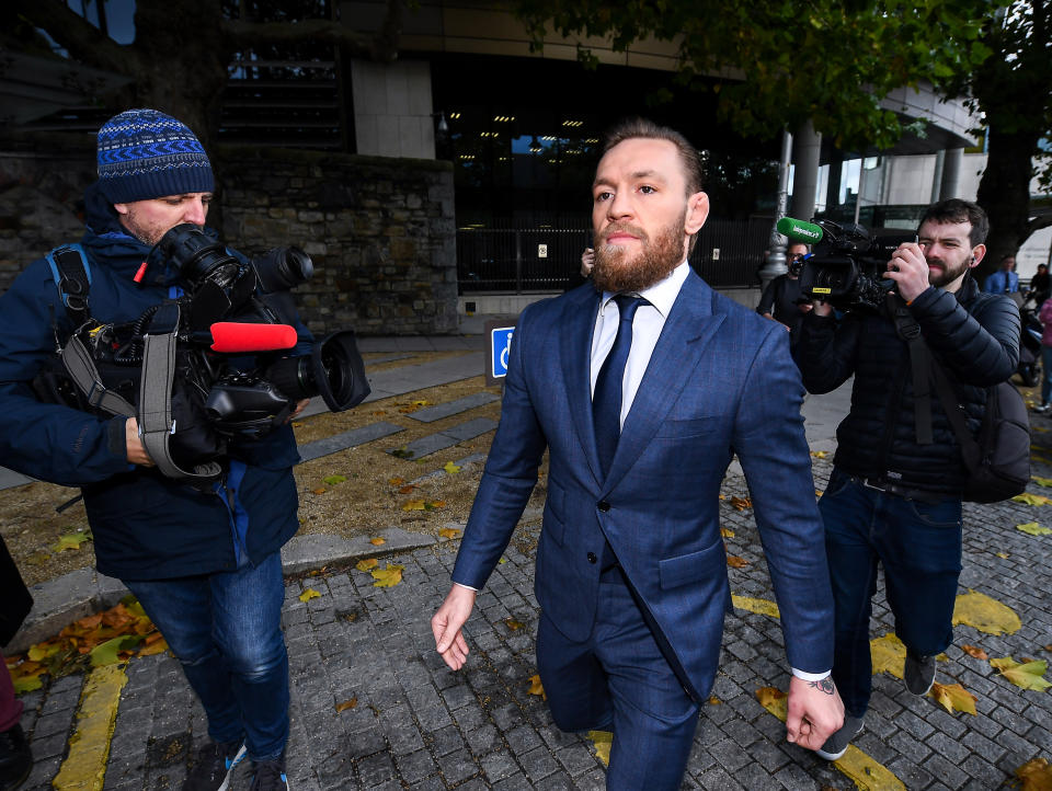 Overseas sexual assault allegations linger against Conor McGregor ahead of his anticipated January fight in Las Vegas. (David Fitzgerald/Getty)