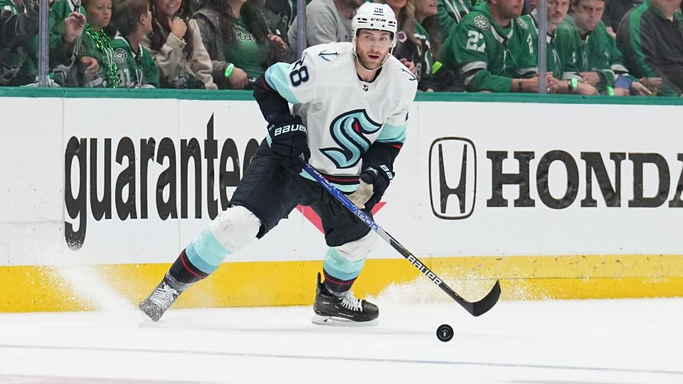 Carson Soucy is a third-pairing defender with some upside. (Glenn James/NHLI via Getty Images)