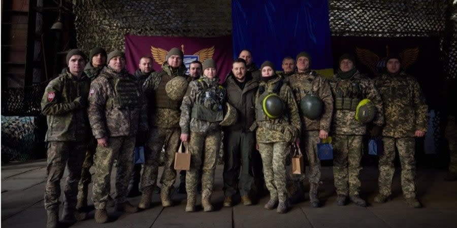 Volodymyr Zelenskyi with the Ukrainian military