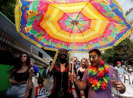 Participants take part at the Equality March, organized by the LGBT community in Kiev