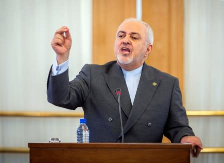 Iran's Foreign Minister Mohammad Javad Zarif speaks during a news conference in Tehran