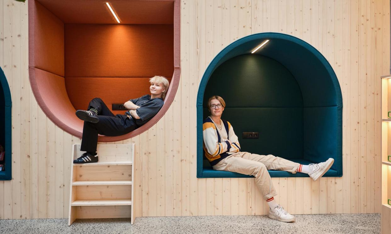 <span>‘One of the key elements of the educational system is that schools have a lot of freedom’ … Cordelia Violet Paap and Targo Tammela at Pelgulinna State Gymnasium.</span><span>Photograph: Hendrik Osula/The Guardian</span>