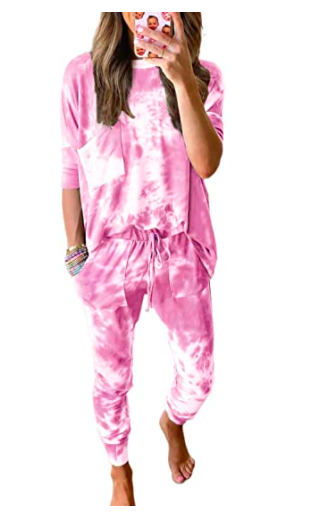 ROSKIKI Womens 2 Pieces Tie Dye Pajamas Set