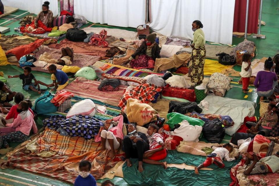 Locals who were displaced by Tropical Storm Ana take refuge as Cyclone Batsirai is expected to hit Madagascar. (REUTERS)