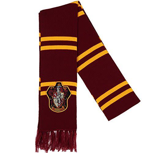 <p><strong>Harry Potter</strong></p><p>amazon.com</p><p><strong>$39.95</strong></p><p><a href="https://www.amazon.com/dp/B0173NBNZC?tag=syn-yahoo-20&ascsubtag=%5Bartid%7C10050.g.38212654%5Bsrc%7Cyahoo-us" rel="nofollow noopener" target="_blank" data-ylk="slk:Shop Now;elm:context_link;itc:0;sec:content-canvas" class="link ">Shop Now</a></p><p>An officially-licensed product, this knit scarf emblazoned with the Gryffindor patch is a must-have for any Harry Potter fan, no matter how young or old!</p>