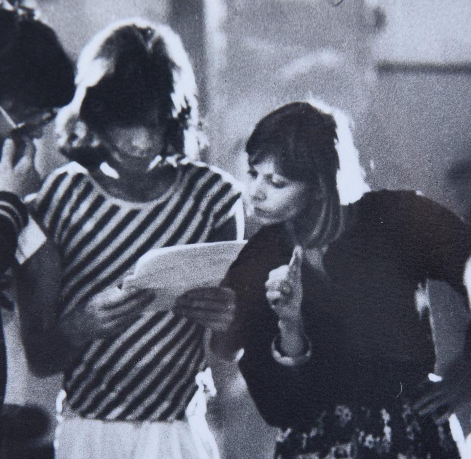 Sally with Mick Jagger before a concert at Earl's Court - JAY WILLIAMS