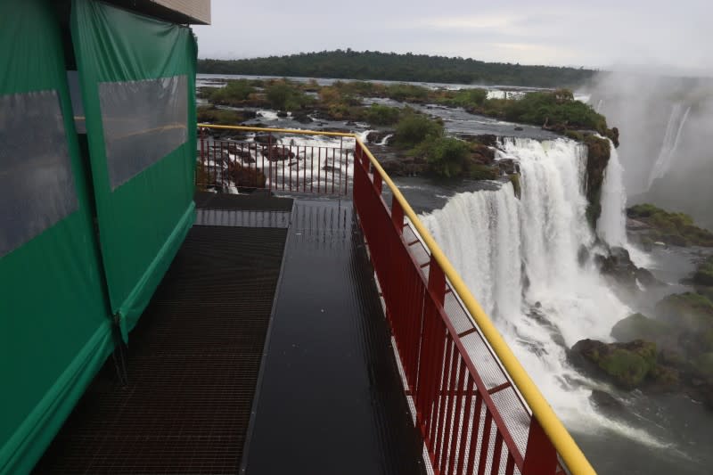 An empty observation platform at the Iguacu National Park is pictured after the its closure due to the coronavirus disease (COVID-19) outbreak in Foz do Iguacu