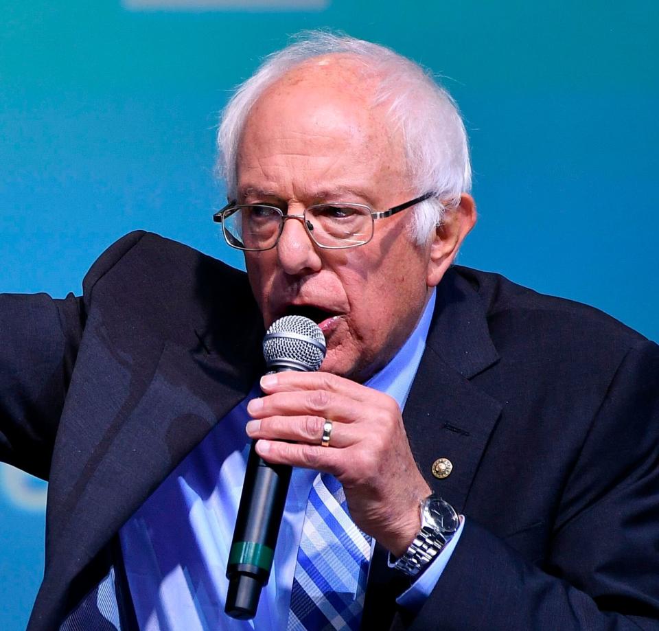 Sen. Bernie Sanders at the J Street National Conference in Washington, D.C., on Monday. (Photo: MANDEL NGAN/AFP via Getty Images)