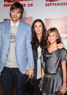 Ashton Kutcher and Demi Moore and Tallulah Belle Willis at the LA premiere of Columbia's Open Season