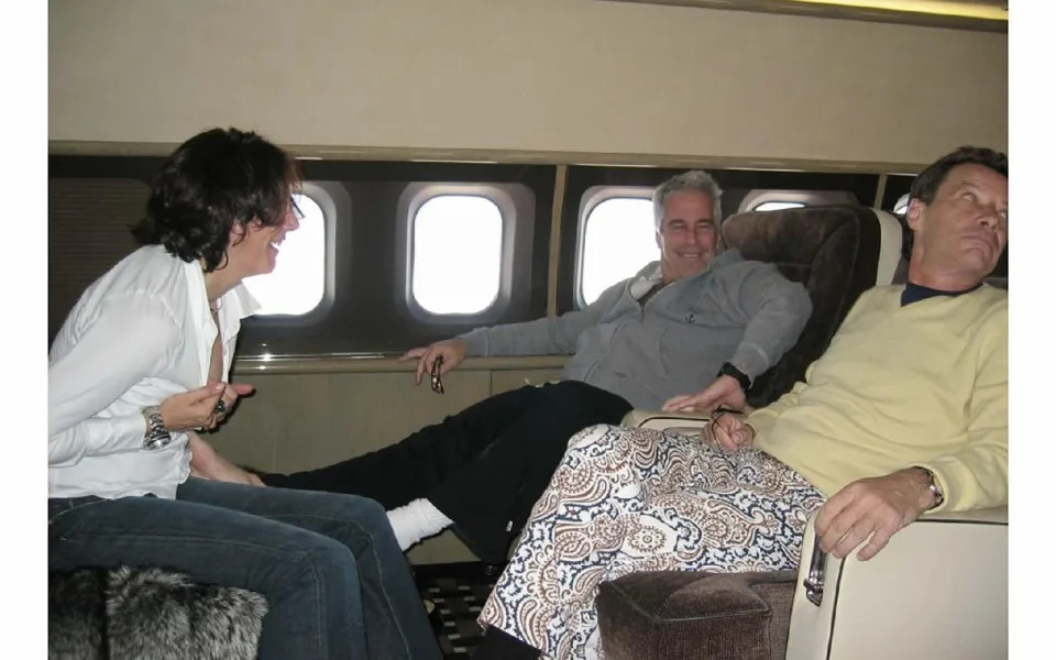 Ghislaine Maxwell with Jeffrey Epstein and Jean-Luc Brunel - PA