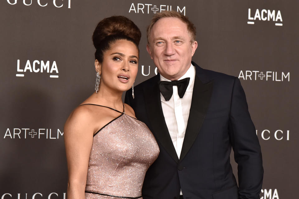 Salma Hayek and Francois-Henri Pinault attend the 2019 LACMA Art + Film Gala  at LACMA on November 02, 2019 in Los Angeles, California. (Photo by David Crotty/Patrick McMullan via Getty Images)