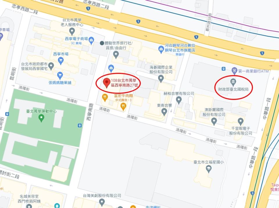 采宏牛肉麵附近就是國稅局。（圖／翻攝自Google Maps）