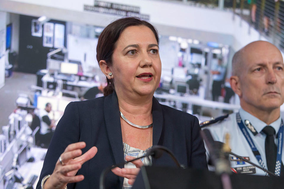 Pictured is Queensland Premier Annastacia Palaszczuk. She has urged Donald Trump to reconsider a travel warning about Australia amid bushfires.